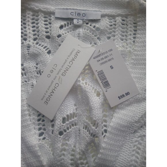 Cleo White Crochet Cardigan Cover Up NWT Size S Cotton Boho Beach Layer - Picture 7 of 7